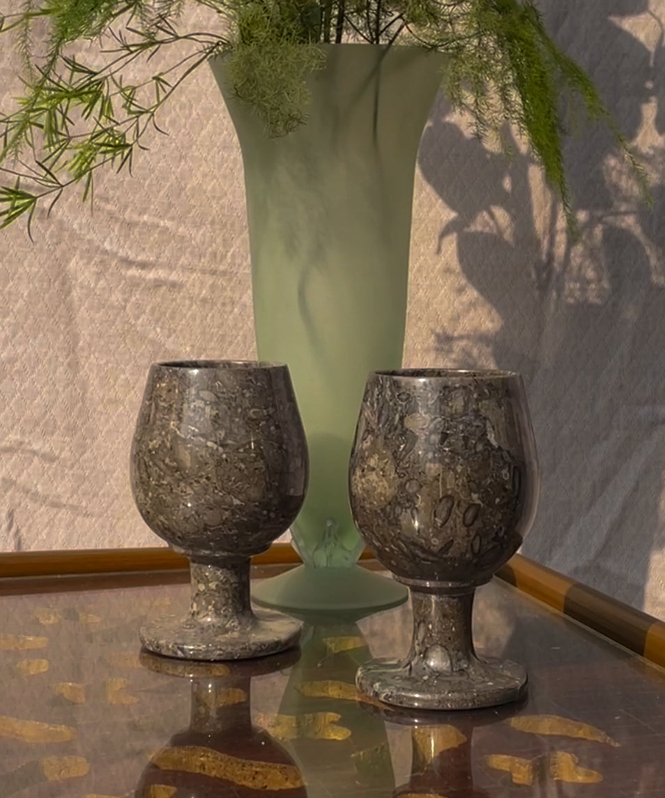 Fossil stone goblet